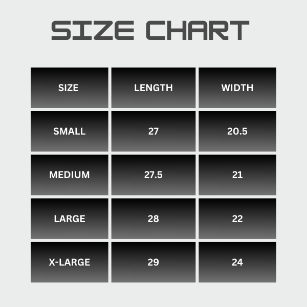 Size Chart Drop Shoulder