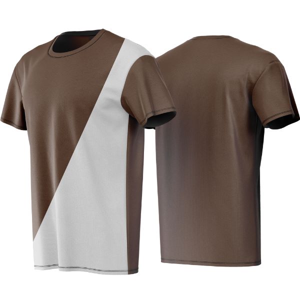Brown t-shirt shown from front and back on a white background