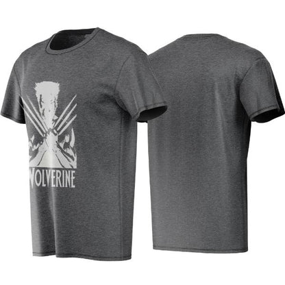 Gray t-shirt with Wolverine graphic on a white background