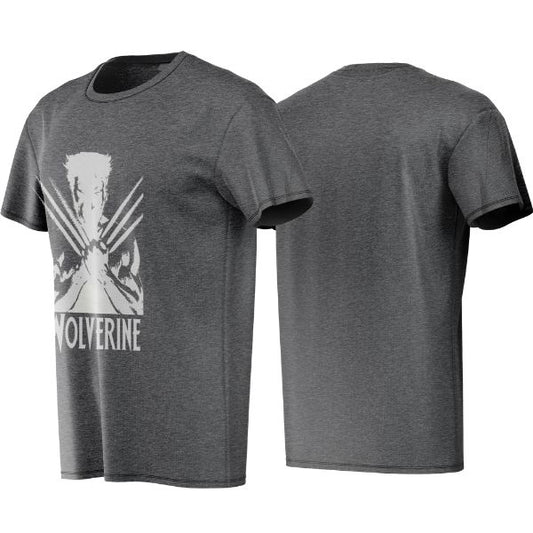 Gray t-shirt with Wolverine graphic on a white background