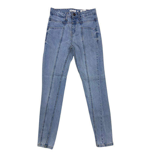 Girls Skinny Fit Denim Jeans Pants with Crease Line