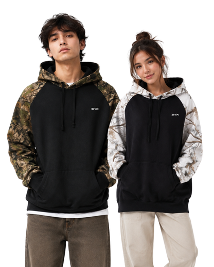 Jungle Camo Raglan Hoodie – Unisex Streetwear