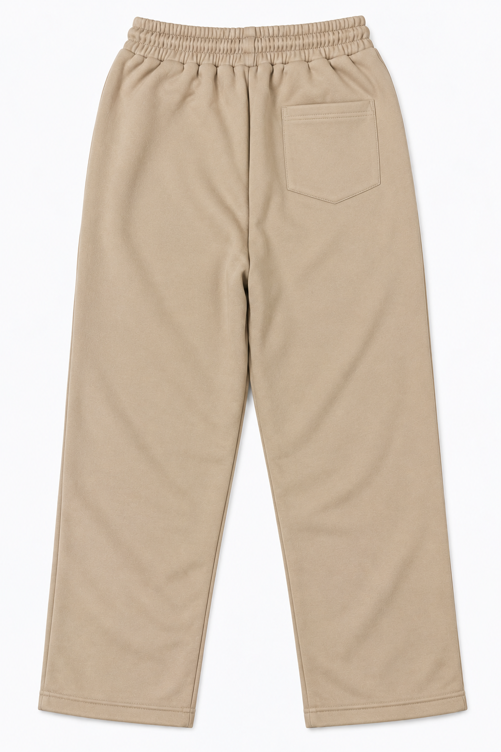 Beige fleece trousers with back pocket, rear view