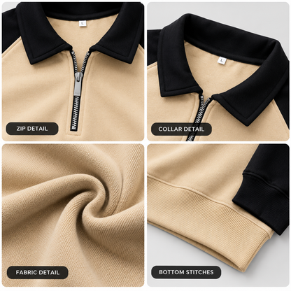 Men's Colourblock Quarter-Zip Fleece Sweatshirt – 300 GSM