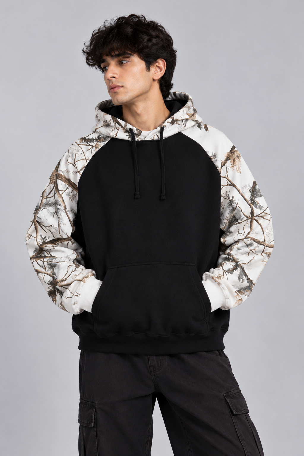 Jungle Camo Raglan Hoodie – Unisex Streetwear