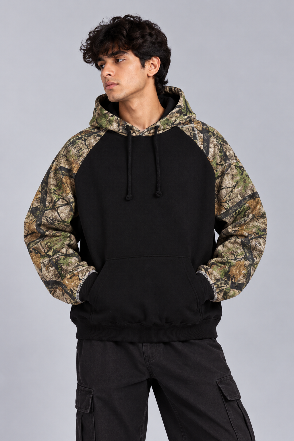 Jungle Camo Raglan Hoodie – Unisex Streetwear