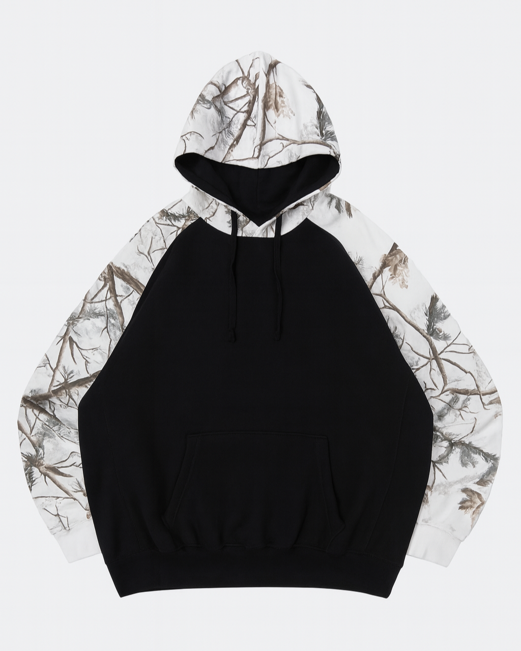 Kangaroo Pullover Hoodie with Printed Camo Sleeves