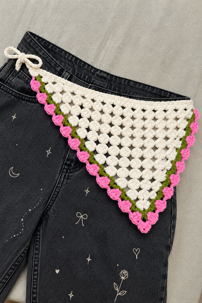 Crochet Bandana – Triangle Tie-Back Headscarf