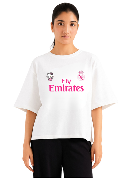 Hala Madrid x Hello Kitty Printed Drop Shoulder Tee