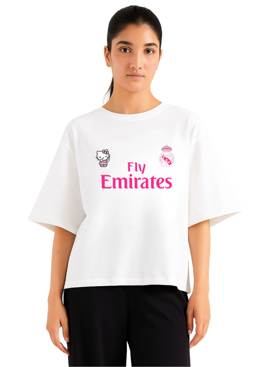 Hala Madrid x Hello Kitty Printed Drop Shoulder Tee