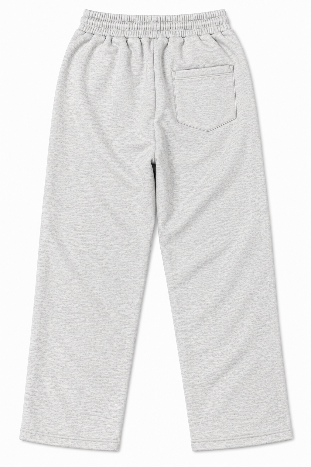Light heather grey fleece trousers with back pocket, rear view