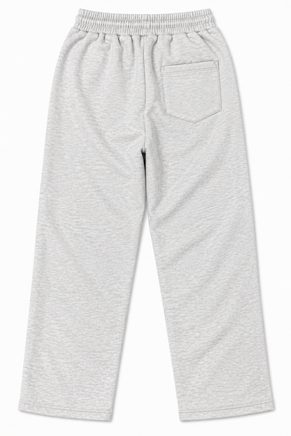 Light heather grey fleece trousers with back pocket, rear view