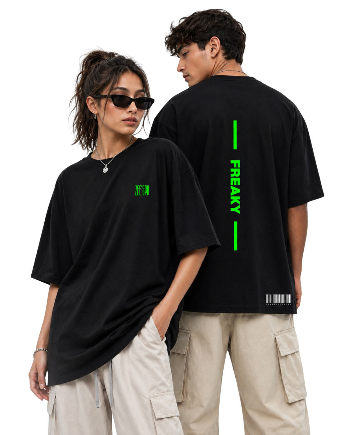 Freaky Neon Vertical Back Printed Drop Shoulder Tee
