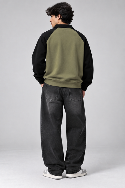 Men's Colourblock Quarter-Zip Fleece Sweatshirt – 300 GSM
