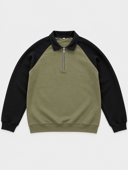 Men's Colourblock Quarter-Zip Fleece Sweatshirt – 300 GSM
