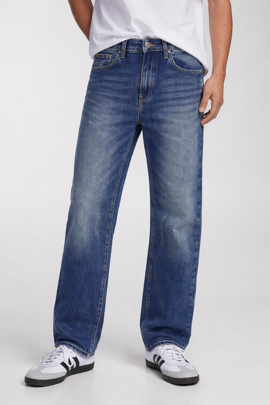 Men's Baggy Fit Washed Denim Jeans