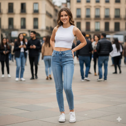 Girls Skinny Fit Plain Denim Jeans