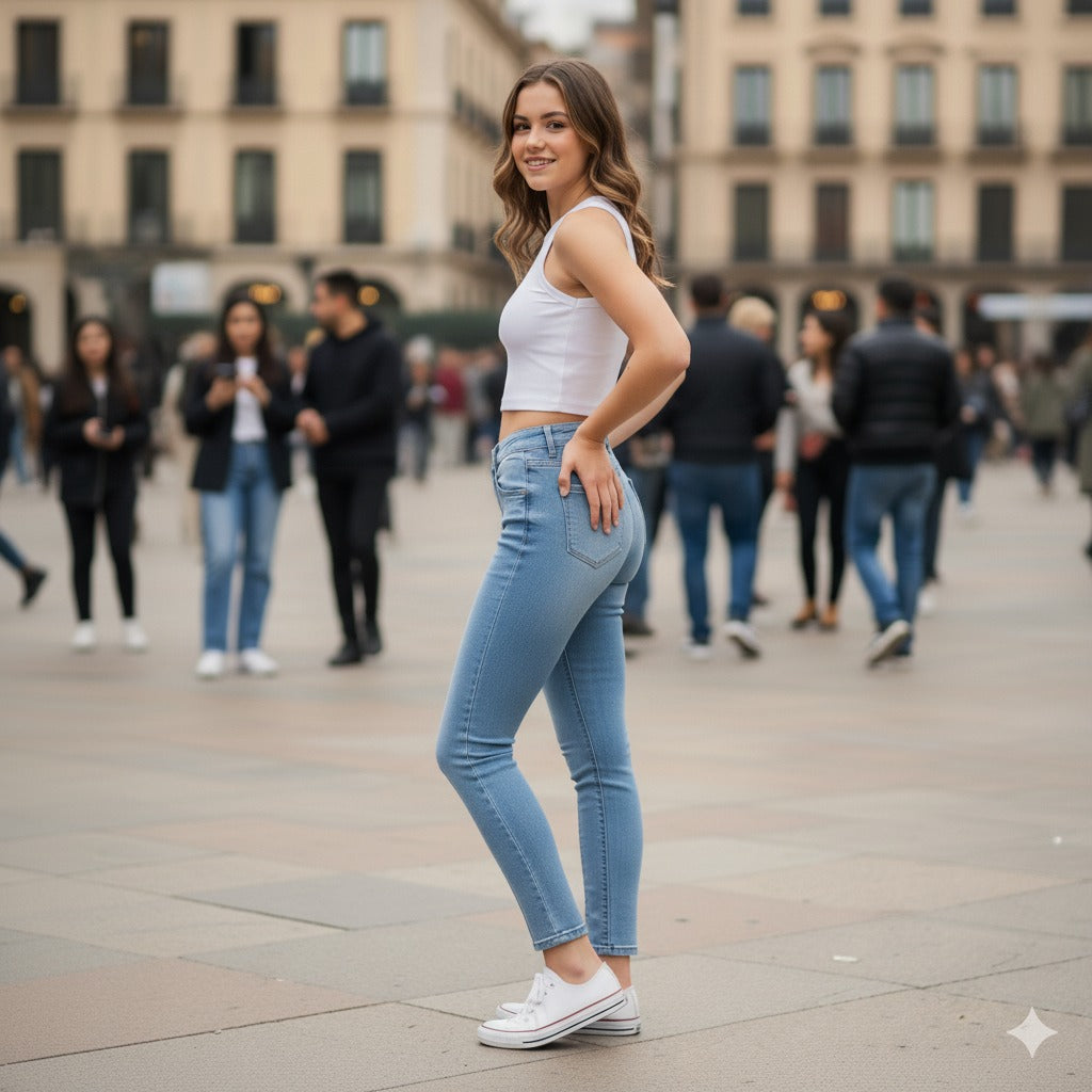 Girls Skinny Fit Plain Denim Jeans