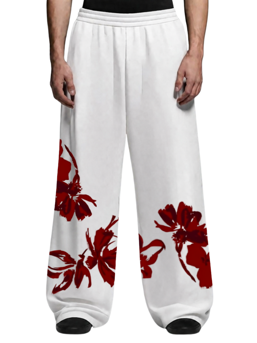 Zee's PK Red Floral Baggy Trousers