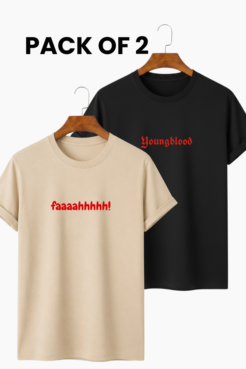 Pack of 2 - Premium Regular Tee - Youngblood Gothic & Faaaahhhh! Slogan