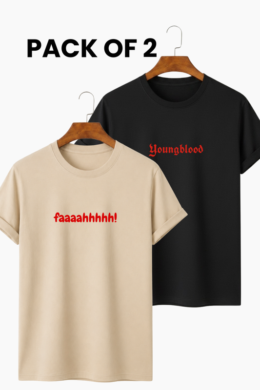 Pack of 2 - Premium Regular Tee - Youngblood Gothic & Faaaahhhh! Slogan