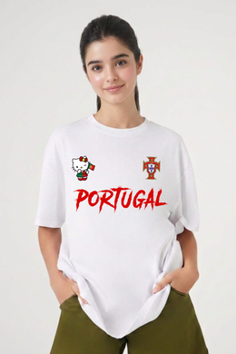 Portugal x Hello Kitty Oversized Printed T-Shirt Black