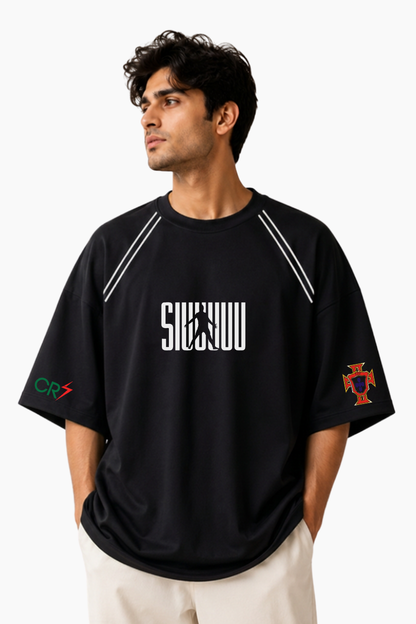 CR7 Siuuuu Ronaldo Oversized Drop Shoulder Printed Tee