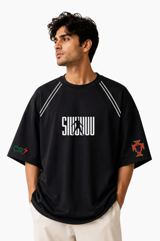 CR7 Siuuuu Ronaldo Oversized Drop Shoulder Printed Tee